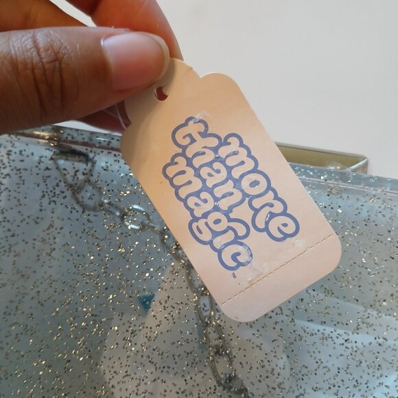 More Than Magic Star Acrylic Purse White Blue Silver Chain Convertible 7" x 4" - Picture 7 of 13